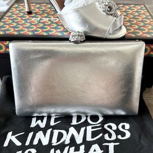 Beautiful Kurt Geiger silver leather embellished clutch